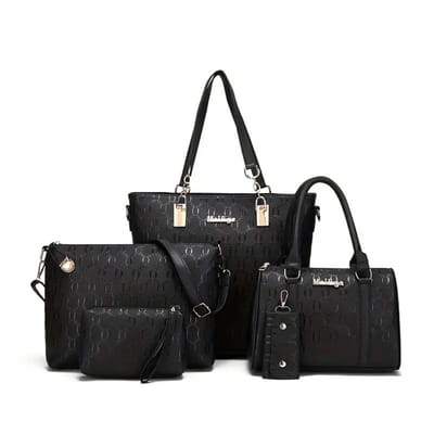Bovista Handtas Dames - Schoudertas - School - Shopper - Schooltas - Werktas - 5-Delige Set - Zwart