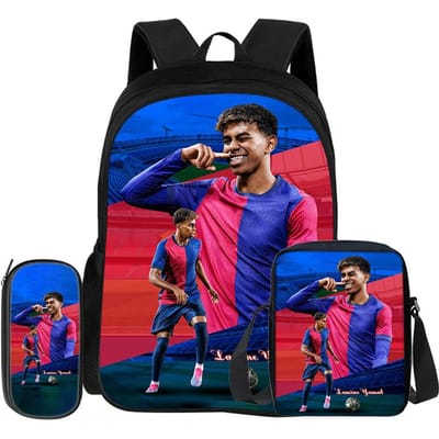 Leer, Reizen School Schoudertas, Etui, Sport Rugzak L-Lamin Yamal Kinderen 3-delige Set Rugzak Voetbalster Rugzak Cadeau