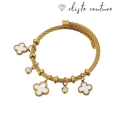 Luxe ALEENA CLOVER Armband – Trendy Cliste Couture Armband van 18K Gold Plated Stainless Steel - Vrouwen Armbanden - Sieraden - Verguld - Verstelbaar