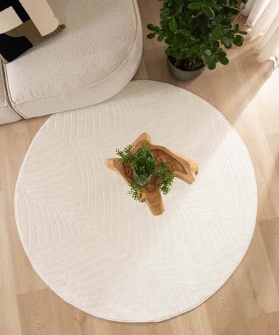 Scandinavisch vloerkleed rond - Contour Leaf crème 100