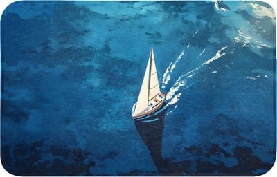Badmat 80x50 cm - Antislip - Zeilboot - Water - Abstract - Schaduw - Badmatten voor badkamer - Badkamermat - Douchemat - Badkamer mat