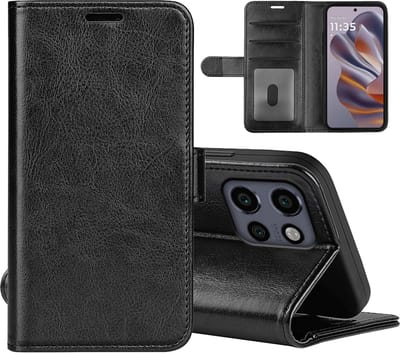 MobyDefend Hoesje - Geschikt voor Motorola Edge 50 Neo / Edge 60 Neo - Wallet Book Case (Sluiting Achterkant) - Zwart