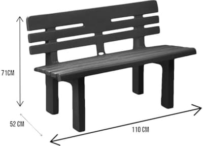 Buitenbank Marinella - Monoblock Tuinbank - 100% Made in Italy - 110 x 52 x 71 cm - Antraciet