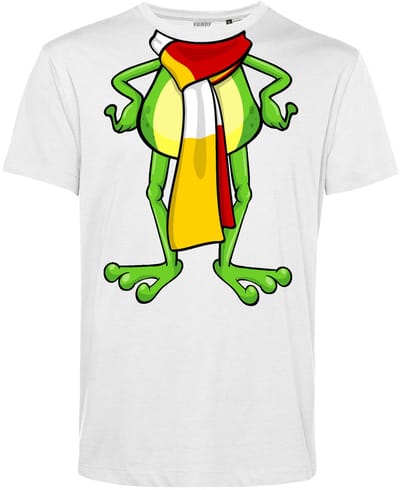 T-shirt Oeteldonk Sjaal Kikker | Carnavalskleding heren dames | Carnaval kostuum | Foute Party | Wit | maat XS