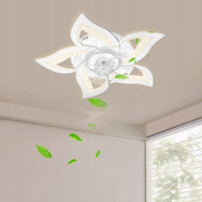 Slimme Plafondventilator met LED Lamp - 50W Energiezuinige Plafondlamp - Bediening via Afstandsbediening én App - Met Instelbare Windsnelheden-Wit