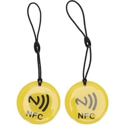 10 pièces Porte-clés Tags NFC 35CM Puce NTAG213 Programmable NFC Fob Carte NFC pour Tous les Téléphones Mobiles Appareils Compatibles NFC Jaune black