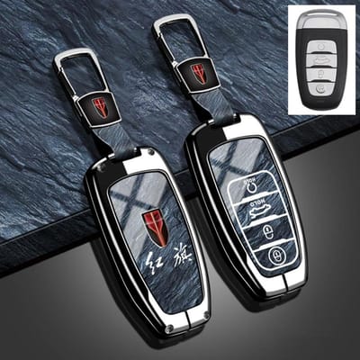 Pour Faw Hongqi H5 E-Hs9 H9 Hs9 Hs5 Hs7 Alliage de Zinc Tpu Motif Pierre Nouvelle Mode Étui Housse Protecteur Porte-clés Accessoire pour Clé de Voiture gray