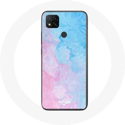 Xiaomi Redmi 9C hoesje roze blauwe achtergrond