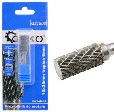 GEKO Tungsten carbide frees - cilindervorm - slijtvast - 12mm x 25mm - 6mm schacht