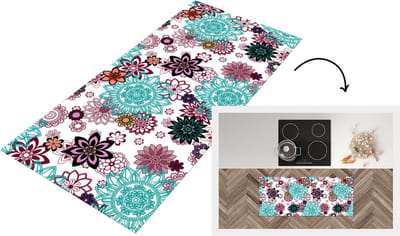 Keukenloper - Loper keuken - Mandala - Bloemen - Patroon - 120x50 cm - Keukenloper vinyl