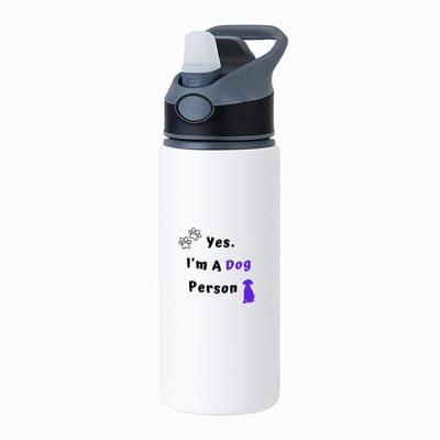 Hacebo® - yes I'm a dog person waterfles met rietje zwart - Honden - honden liefhebbers - iemand die houdt van honden - verjaardag - cadeau - kado - geschenk - water fles - 650ML