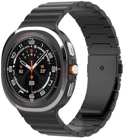 By Qubix - smartwatch bandje - Compatible Samsung bandje - Titanium Luxe band - Zwart - Geschikt voor Samsung Galaxy Watch 9 (40/44mm) - Watch 8 (40/44mm) - Watch 8 Classic (46mm)