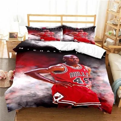 Amerikaanse Basketbalster Nee. 23 Beddengoedset Jongens Meisjes Eenpersoons Tweepersoons Maat Dekbedovertrek Kussensloop Bed Kinderen Volwassenen Hometextiel US King 264x228cm