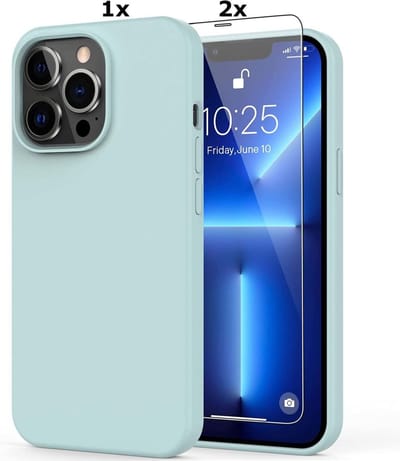 Hoesje Geschikt voor iPhone 12 Mini Soft Nano siliconen Gel Mint Groen Hoesje Met2X Glazen screenprotector