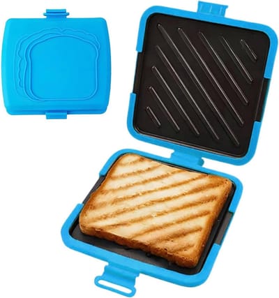 Sandwich Maker Pers - Tosti Apparaat - Snelle Snacks Maken - Magnetron Geschikt - 16cm Breed - Blauw