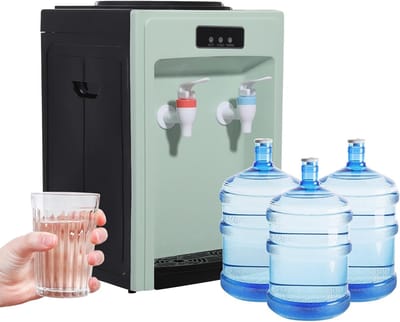 Elektrische Waterdispenser - Warm Koud Water - Direct Water Gebruik - Dubbele Uitloop Snel - Voor 5-19 Liter - Zwart Groen