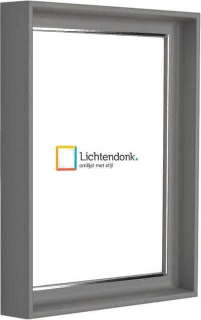 Luxe Fotolijst Grijs met Zilverlijntje - Design - Fotomaat 11x15 - Ontspiegeld Glas - Art.nr. 058-003-004