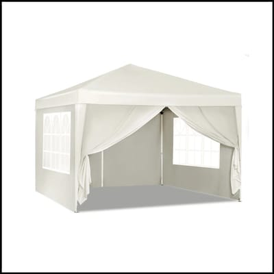 Partytent 3x3m Opvouwbaar - Tuintent Met Draagtas - Waterdicht UV Bescherming - Verstelbare Hoogte - Beige