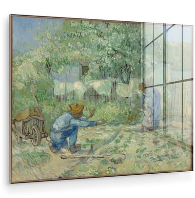 ® Glasschilderij 160x120 cm - Schilderij acrylglas - Eerste stappen (naar Millet) - Vincent van Gogh - Foto op glas - Muurdecoratie woonkamer - Wanddecoratie slaapkamer - Schilderijen