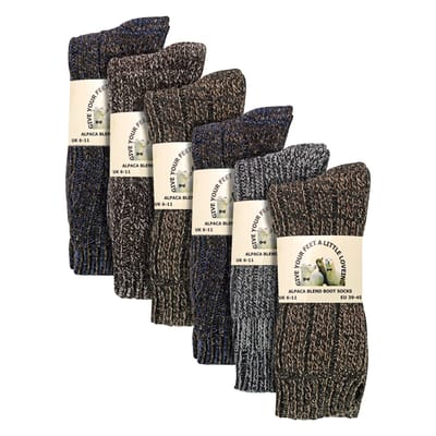 Heren 6-pack Geribbelde Alpaca Boten Sokken