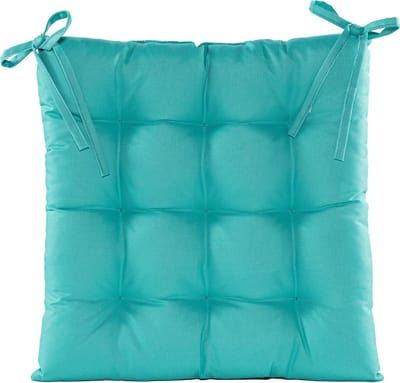 Anna's collection Stoelkussen gewatteerd - turquoise blauw - 38 x 38 cm - binnen/buiten
