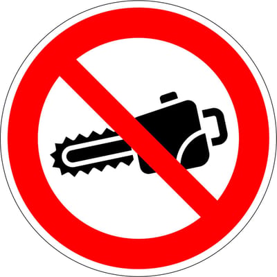 Kettingzagen verboden sticker 100 mm
