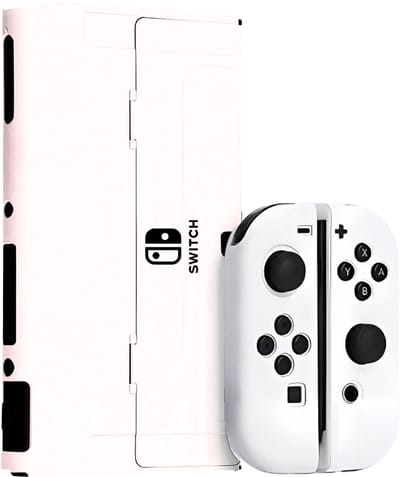 Xainy – Hard Case WIT geschikt voor Nintendo Switch OLED | Switch-games accessoires | beschermhoesje / cover voor de Nintendo Switch consoles | Screen protector & joycons pro controller grip inbegrepen