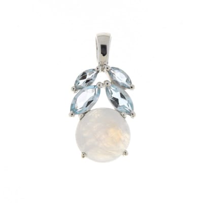 SilverGems Zilveren hanger met Regenboog Maansteen en Blauwe Topaas edelstenen