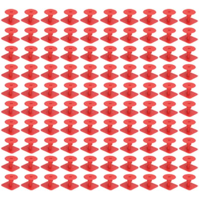 Lot de 100 étiquettes auriculaires carrées vierges pour identification des animaux d'élevage, marqueurs pour boucles d'oreilles de bétail, pour porcs, rouges rouge