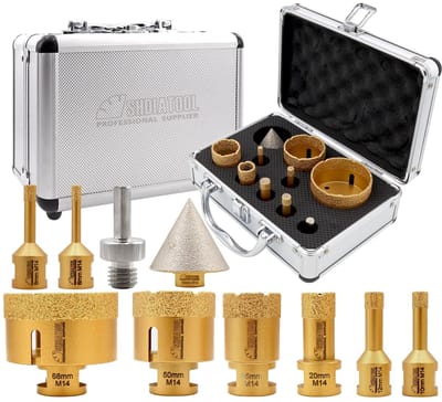 Diamantboren Set - Kernboren M14 - Materiaal Bewerken - Vacuüm Gesoldeerde Technologie - 12 Stuks - Zilver