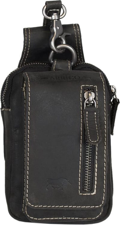 Riemtasje - Zwart - Buffelleer - Heuptas - Fanny Pack - Festival - Tasje - Riem