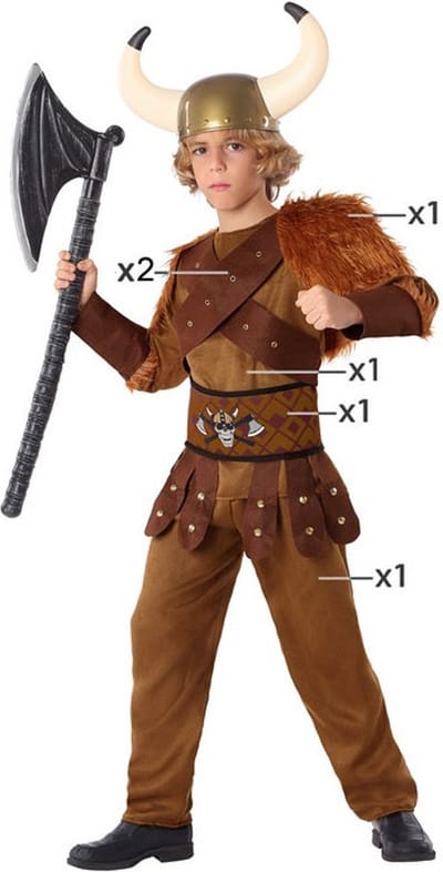 Atosa Viking verkleed kostuum Sigurd - kinderen - bruin - carnaval - 6-delig 116