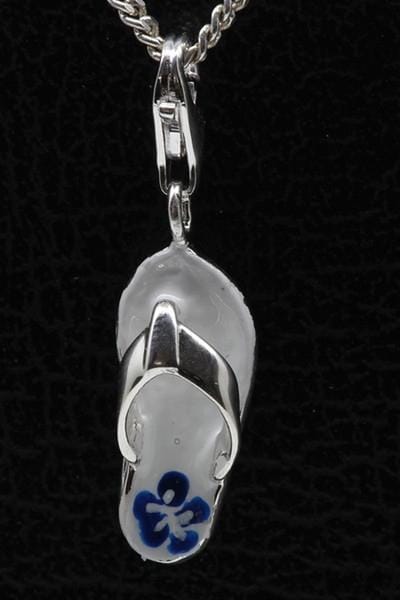 Zilveren Teenslipper witte zool 2 hanger én bedel
