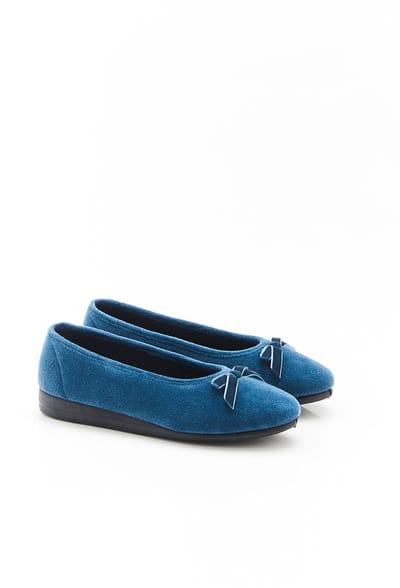 Damart - Pantoffels met fluweellook - Dames - Blauw - 36