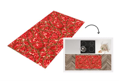 Keukenloper - Loper keuken - Patronen - Goud - Ketting - Rood - 120x60 cm - Keukenloper vinyl