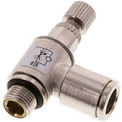 L-stuk Regelventiel 8 mm - G1/8'' Regeling-Uit Messing Kartelschroef