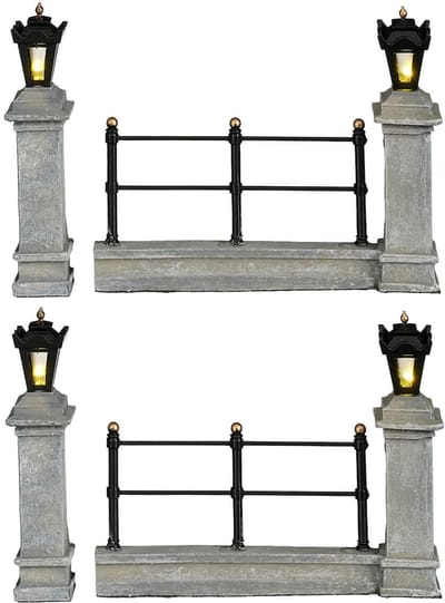 Luville - Fence Grey Lighted - Set van 4