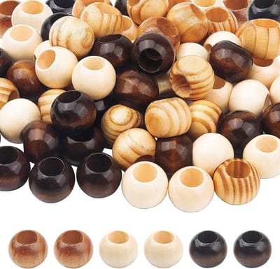 NTHProducts - Houten Kralen 20mm - DIY Kralen - Bruin - Grote Gat Kralen - Voor Sieraden en Haar Accessoires - 60 Stuks