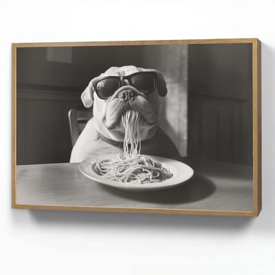 Wandlamp 90x60 cm - Oplaadbaar - Hond - Bulldog - Pasta - Bril - Stoer - Dieren - Wandlampen binnen woonkamer - Slaapkamer lamp - Decoratieve nachtlamp - Vloerlamp draadloos