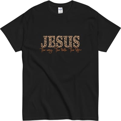 Bijbeltekst T - Shirt Vrouwen en Mannen - Jesus The Way The Truth The Life - Zwart - 3XL
