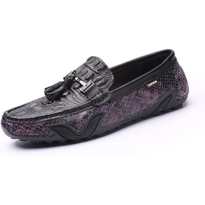 Kwastjes Loafers Heren Echt Leer Platte Casual Schoenen Instappers Rijschoenen Sandalen Zwart Zacht Outdoor Mocassins Krokodillenpatroon 38 black