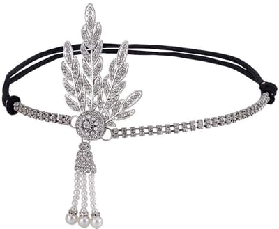 Dailygoods- Hoofdband Bling - Strass Haaraccessoire - Bruidsdecoratie - Parel/Kristal - Bladvorm - Voor Vrouwen - Haarband