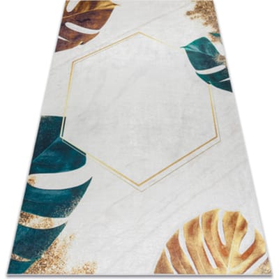 Kleden Rugsx ANDRE 1150 tapijt wasbaar Monstera vertrekt, kubus 80x150 cm