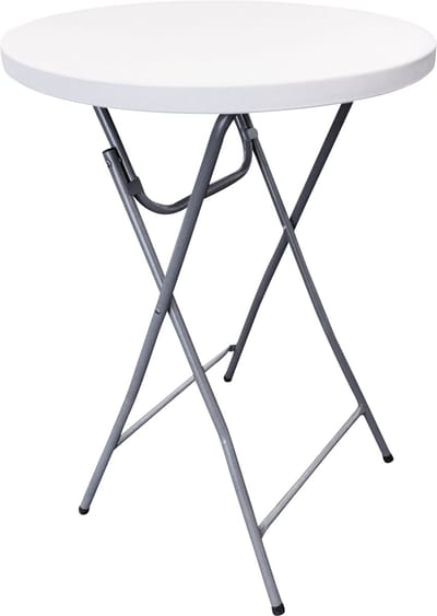 HOME It® Ronde Opvouwbare bartafel met poedergecoat stalen frame en stevige 4,5 cm dikke plastic tafelblad, wit/grijs