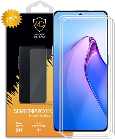 3-Pack MobyDefend Screenprotectors - Geschikt voor Oppo Reno8 Pro - Case-Friendly Screensaver - Gehard Glas