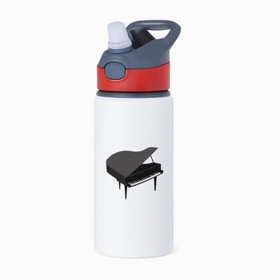 Hacebo® - Piano waterfles met rietje rood - Muziek - Muzikanten - Vleugel - water fles - 650ML
