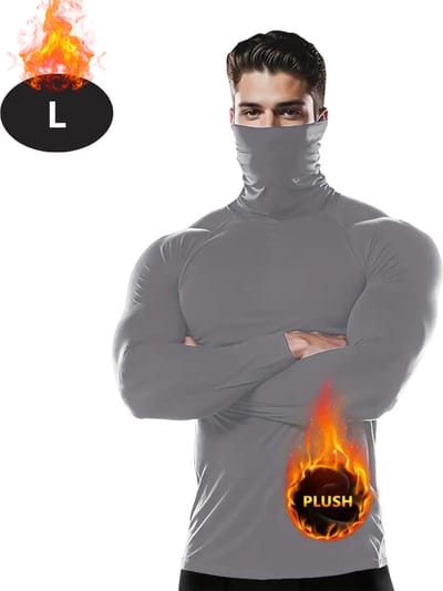 Bovista Thermokleding Heren - Thermoshirt - Gezichtsverwarming - Nekverwarming - Winter - Lange Mouwen - Grijs - L