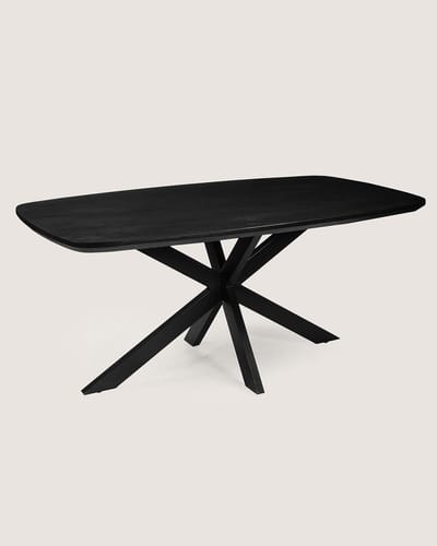 Deens Ovale Eettafel 240 cm Mangohout – Zwart – Zwart Metalen Matrix Onderstel – Elegant Chic – 10 Personen