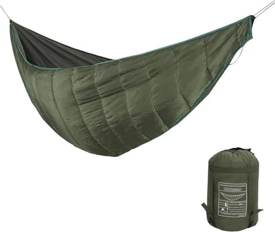 Hangmat Underquilt - Warme deken - Kamperen Buiten - Ultralicht Katoen - 265x120 cm - Legergroen
