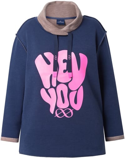 Laurasøn - Dames - Sweatshirt lange mouw opstaande kraag - Navyblauw - Maat 44+